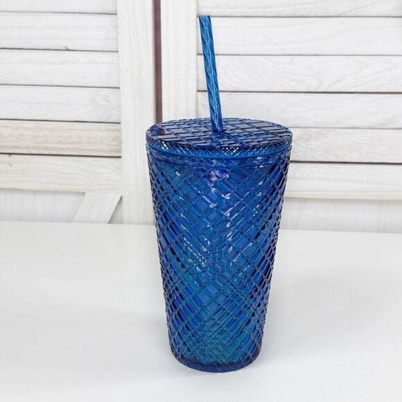 Starbucks Jewel Cut Tumbler Cup Acrylic Azure Sapphire Blue  16oz Grande - Picture 4 of 9